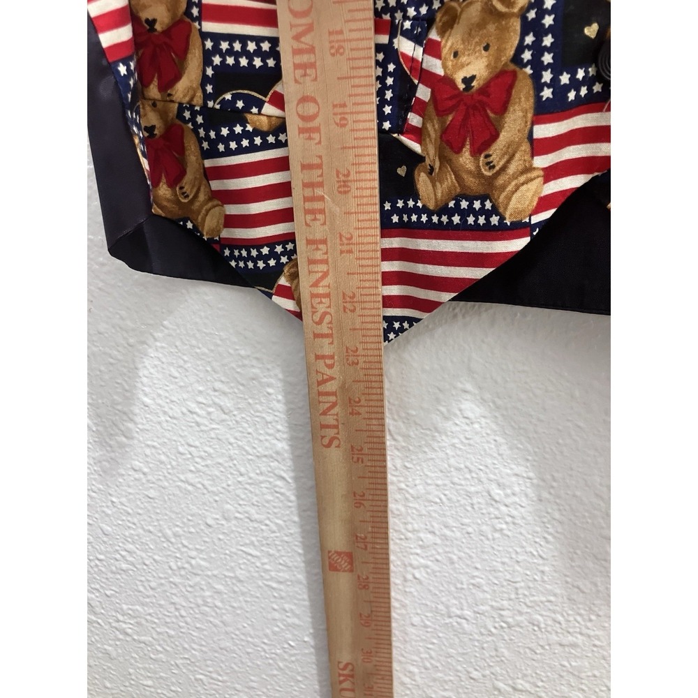 Vintage JLN USA Patriotic Teddy Bear Flag Print Vest Large Made in USA - Picture 7 of 10